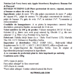 Piure cu măr, căpșună, zmeură, banană, ovăz & semințe de in Very Berry Mix 180g