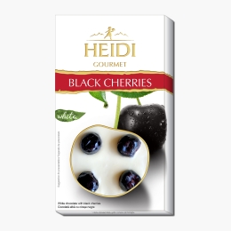 Ciocolată albă cu cireșe negre confiate 100g
