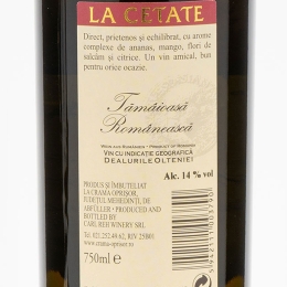 Vin alb demisec Tămâioasă Românească, 14%, 0.75l