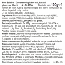 Gustare eco de măr, banană și morcov, +6 luni, 100g