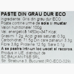 Paste eco Fusilli din grâu dur 500g