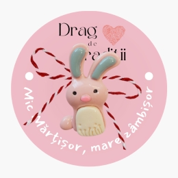 Mărțișor broșă Iepuraș Zburdalnic, din rășină