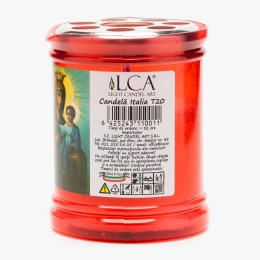 Candelă plastic cu capac anti-vânt, roșu 8.2cm