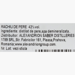 Rachiu de pere Wiliams, 42%, 500ml
