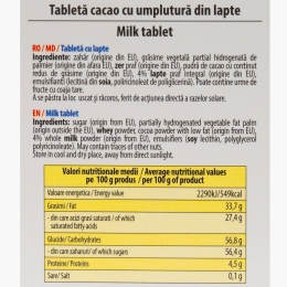 Tabletă de cacao cu cremă de lapte 80g