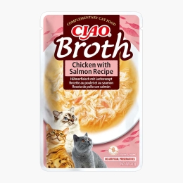 Hrană umedă pentru pisici Ciao Broth Pui & Somon 40g