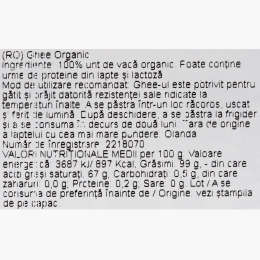 Unt clarificat eco Ghee, 270g