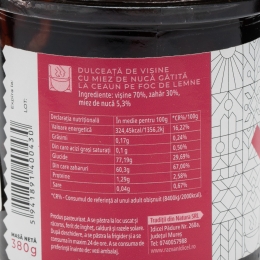 Dulceață de vișine cu miez de nucă gătită la ceaun pe foc de lemne 380g