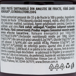 Pastă tartinabilă din amestec de fructe, fără zahăr adăugat, cu îndulcitori 230g
