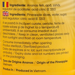 Ananas felii în sirop slab îndulcit 565g