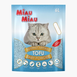 Așternut igienic natural Tofu pentru pisici, baby powder 6l