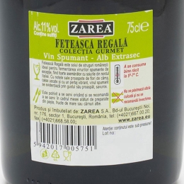 Vin spumant alb extra sec Fetească Regală Gurmet, 11%, 750ml