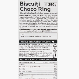 Biscuiți cu glazură de ciocolată Choco Ring, de post 250g