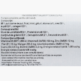 Salam pentru câini, cu pui, 800g