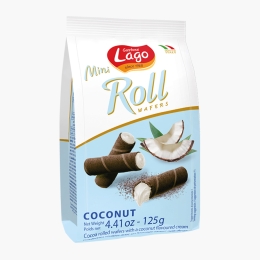 Mini rulouri din napolitană umplute cu cremă de cocos, 125g