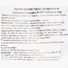 Tablete de dextroză cu vitamine și magneziu Sport Formula 94g