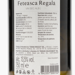 Vin alb sec Fetească Regală, 13.5%, 750ml
