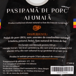 Pastramă de porc afumată 300g