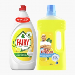 Pachet promo: detergent de vase lămâie 1300ml + detergent universal lămâie 1l
