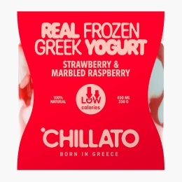 Iaurt grecesc înghețat cu căpșuni și zmeură 450ml (350g)