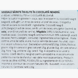 Migdale sărate învelite în ciocolată belgiană neagră 120g