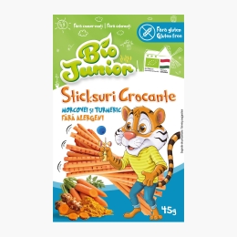 Sticksuri crocante eco cu morcovi și turmeric, fără gluten, 45g