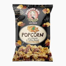 Popcorn glazurat cu migdale și caramel 90g
