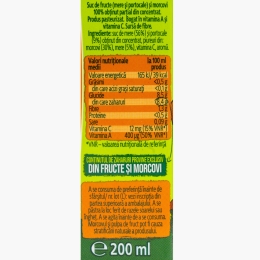 Suc 100% mere, morcovi, portocale 200ml
