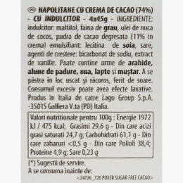 Napolitane cu cremă de cacao fără zahăr 4x45g