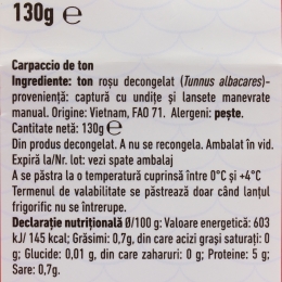 Carpaccio de ton 130g