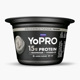 Produs lactat fermentat cu stracciatella, bogat în proteine, fără zahăr adăugat 160g