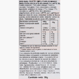 Dulciuri naturale fără zahăr din mango trase în ciocolată cu lapte belgiană 30g