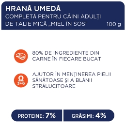 Hrană umedă completă cu miel în sos, pentru câini de rase mini și mici, S, 100g 