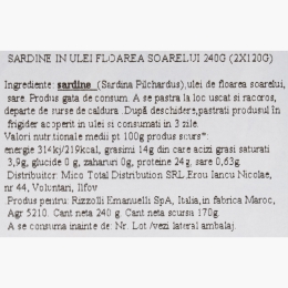Sardină în ulei de floarea-soarelui 2x120g
