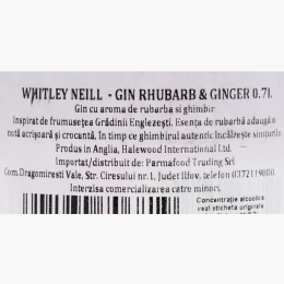 Gin cu rubarbă și ghimbir 41.3% alc, 700ml