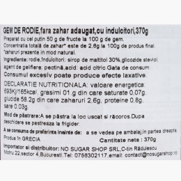 Gem de rodie fără zahăr, cu stevia, 370g