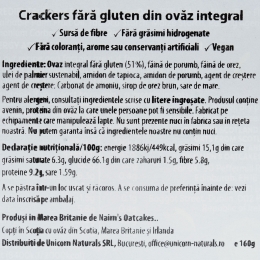 Biscuiți crackers fără gluten din ovăz integral 160g