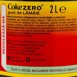 Băutură carbogazoasă cola lămâie, zero zahăr, 2l