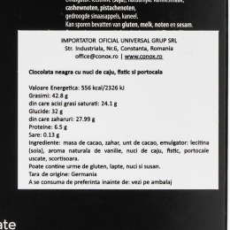 Ciocolată neagră Brazil cu nuci de caju, fistic și portocală 100g