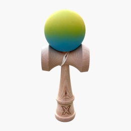 Jucărie din lemn Kendama, 18cm, galben/verde/albastru