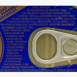 File de macrou în ulei de floarea-soarelui 115g