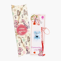 Mărțișor broșă pentru copii, ursuleț albastru