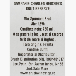 Vin spumant Brut Reserve, 12%, 750ml