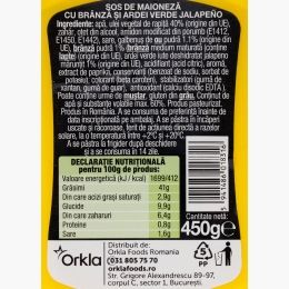 Sos de maioneză cu brânză și Jalapeno Spicy Cheesypeno, 450g