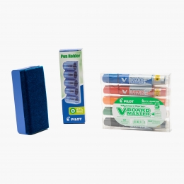 Kit 5 markere Pilot VBoard Master și burete, pentru table magnetice