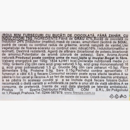 Mini fursecuri cu bucăți de ciocolată, fără zahar, cu îndulcitori, 75g