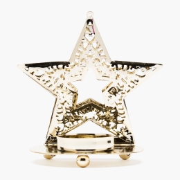 Suport decorativ pentru lumânare de Crăciun, model stea, auriu, 12x11x7.2cm