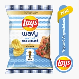 Chipsuri ondulate din cartofi cu gust de  friptură de vită la grătar 105g