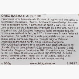 Orez basmati alb eco, 500g