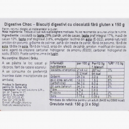 Biscuiți digestivi cu ciocolată fără gluten 150g 